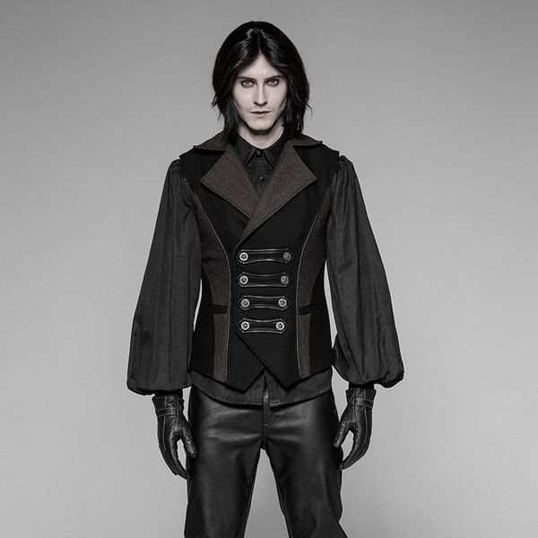 men's vests punkrave uniform vest gothic coffee twill turn-down collar slim fit casual waistcoat, Black;white
men's vests punkrave uniform vest gothic coffee twill turn-down collar slim fit casual waistcoat, Black;white