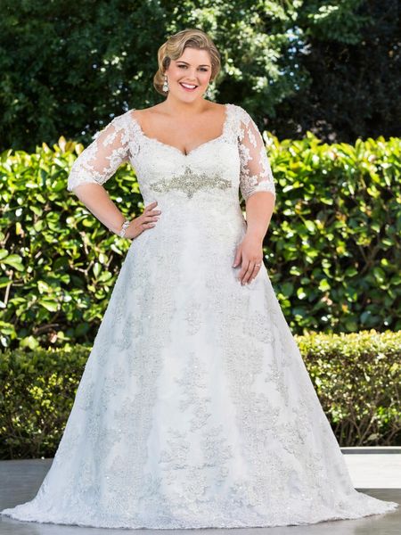 plus size a line lace wedding dresses with half sleeves arrival sheer long princess bridal gowns winter crystal white appliques dh390
plus size a line lace wedding dresses with half sleeves arrival sheer long princess bridal gowns winter crystal white appliques dh390