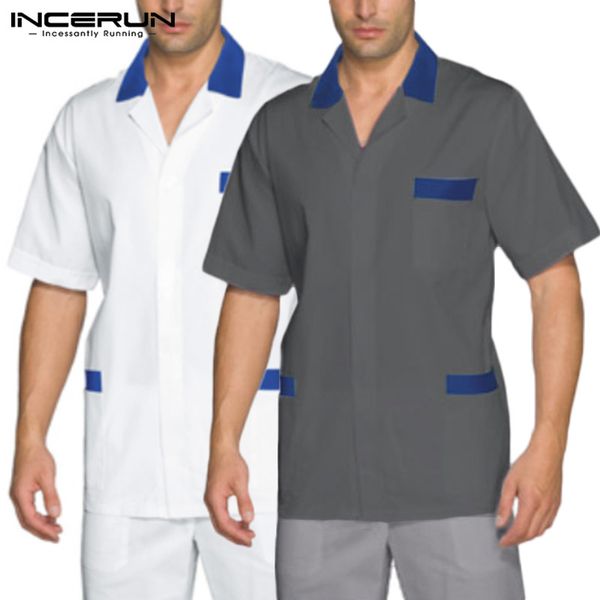 2020 men uniform short sleeve lapel solid shirts man casual baggy patchwork shirt summer breathable loose work clothes plus size, White;black
2020 men uniform short sleeve lapel solid shirts man casual baggy patchwork shirt summer breathable loose work clothes plus size, White;black