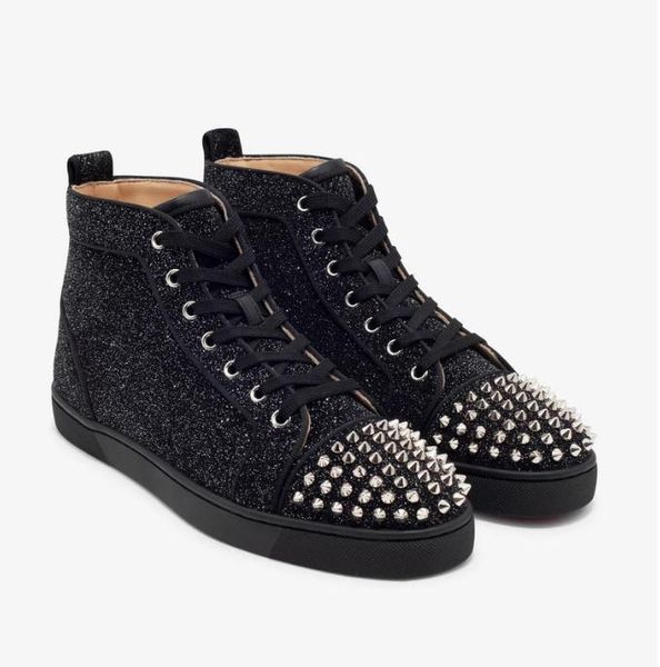luxury paris men's,women's studded sneakers black glitter leather super men red bottom flats spikes orlato crosta comete high tra
luxury paris men's,women's studded sneakers black glitter leather super men red bottom flats spikes orlato crosta comete high tra