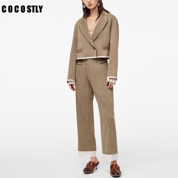 2020 autumn vintage splice two piece set women loose short office blazer jacket coat+high waist zipper pants suit female, White;black
2020 autumn vintage splice two piece set women loose short office blazer jacket coat+high waist zipper pants suit female, White;black
