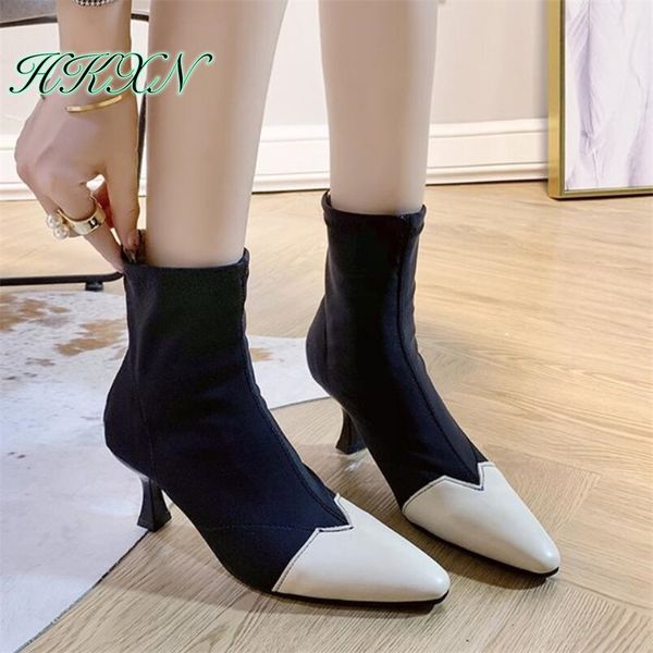 hkxn 2019 autumn winter new short boots women's fashion round toe high heel boots back zipper stretch botas mujer shoes, Black
hkxn 2019 autumn winter new short boots women's fashion round toe high heel boots back zipper stretch botas mujer shoes, Black