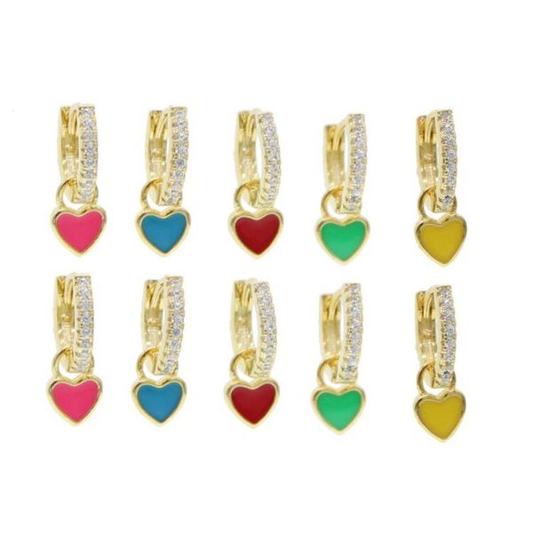 2020 cute mini lucky girls heart drop earrings micro paved cz crystal hoop red/green/blue/pink enamel charming pendant earrings, Silver
2020 cute mini lucky girls heart drop earrings micro paved cz crystal hoop red/green/blue/pink enamel charming pendant earrings, Silver
