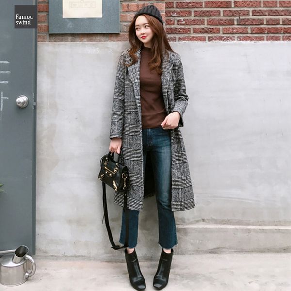 jackets autumn plaid womens plaid wool spring coat new fashion long woolen coat slim type female winter wool female outw, Black 
jackets autumn plaid womens plaid wool spring coat new fashion long woolen coat slim type female winter wool female outw, Black