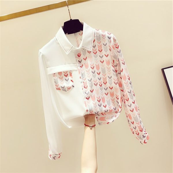 women's blouses & shirts spring autumn patchwork shirt office lady retro printed women loose fashion long-sleeved woman gd275, White
women's blouses & shirts spring autumn patchwork shirt office lady retro printed women loose fashion long-sleeved woman gd275, White