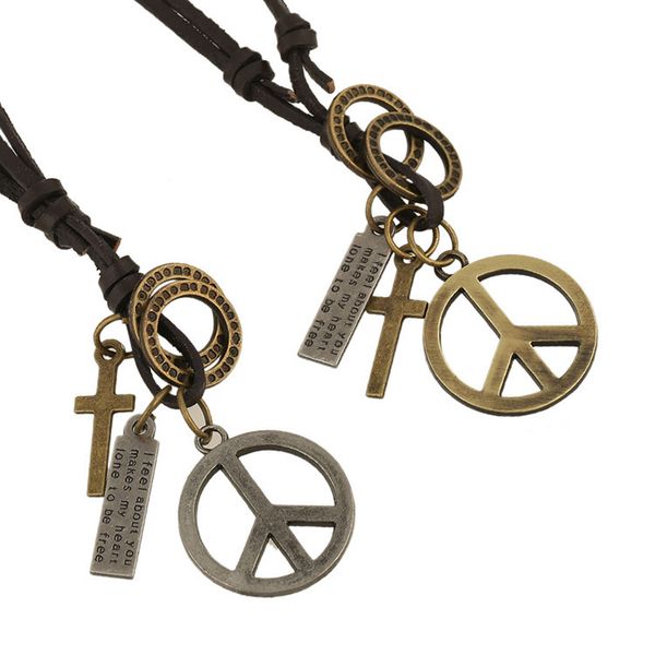 electricity supplier supply of goods peace logo pendant cowhide necklace men and women retro genuine leather long necklace yiwu, Silver
electricity supplier supply of goods peace logo pendant cowhide necklace men and women retro genuine leather long necklace yiwu, Silver