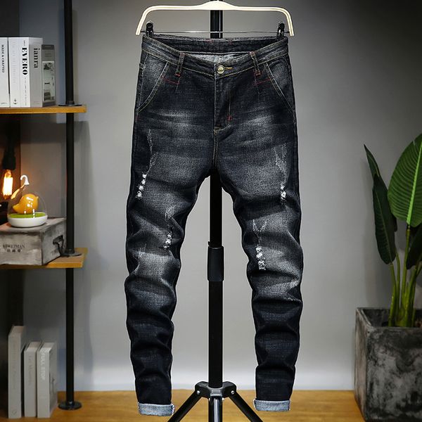 casual jeans mens straight stretch little feet skinny jens men scratched black hole denim tide brand pants, Blue
casual jeans mens straight stretch little feet skinny jens men scratched black hole denim tide brand pants, Blue