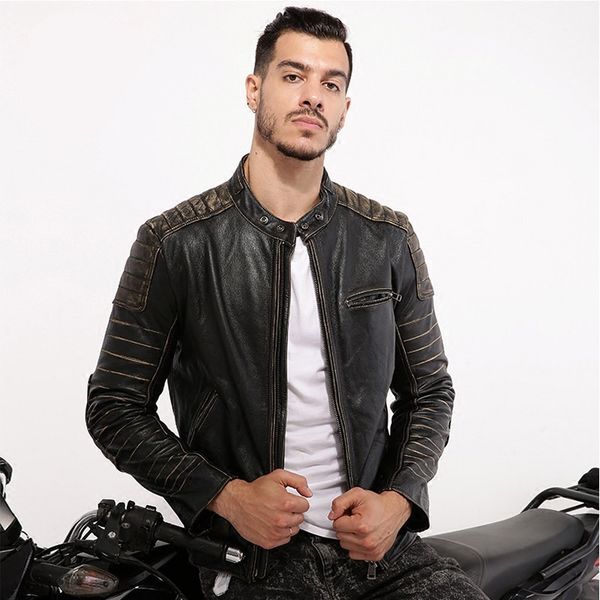2020 vintage black motorcycle style leather jacket men plus size xxxxxl genuine cowhide autumn slim fit biker's leather coat
2020 vintage black motorcycle style leather jacket men plus size xxxxxl genuine cowhide autumn slim fit biker's leather coat
