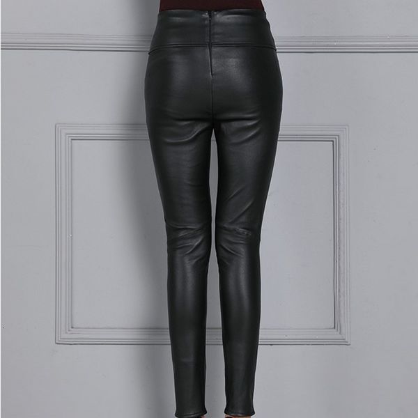 genuine leather trousers women slim stretch high waist leather pants autumn winter plus size zip office sheepskin ladies pants, Black;white
genuine leather trousers women slim stretch high waist leather pants autumn winter plus size zip office sheepskin ladies pants, Black;white