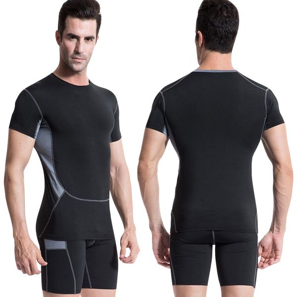 quickly dry sports gym t shirt shorts men fitness sets tights jerseys jogging breathable sportswear running training sports suit, Black;blue
quickly dry sports gym t shirt shorts men fitness sets tights jerseys jogging breathable sportswear running training sports suit, Black;blue