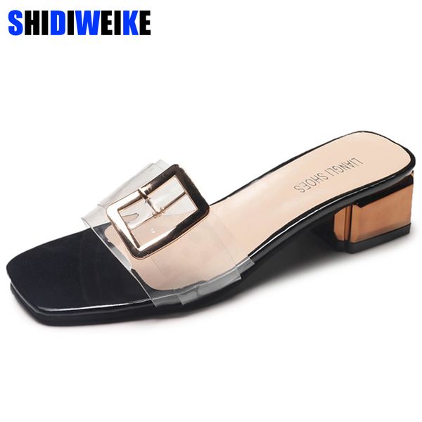 2019 summer mules women shoes woman transparent med heel casual ladies shoes female party metal buckle elegant slippers n942, Black
2019 summer mules women shoes woman transparent med heel casual ladies shoes female party metal buckle elegant slippers n942, Black
