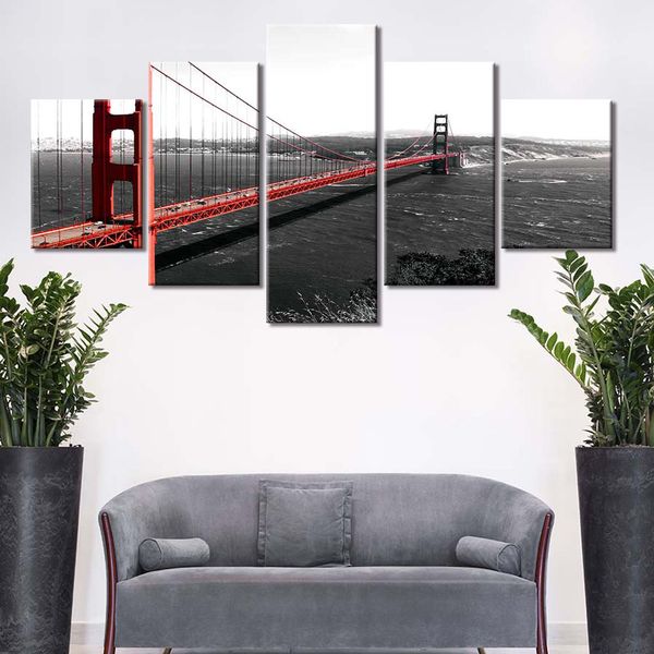 wall art print posters and prints canvas painting the golden gate bridge 5 panel picture home decor
wall art print posters and prints canvas painting the golden gate bridge 5 panel picture home decor