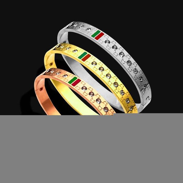 2020 designer titanium steel jewelry g letter case band drill red green drop bracelet 18 k rose gold lady bracelet, Black
2020 designer titanium steel jewelry g letter case band drill red green drop bracelet 18 k rose gold lady bracelet, Black