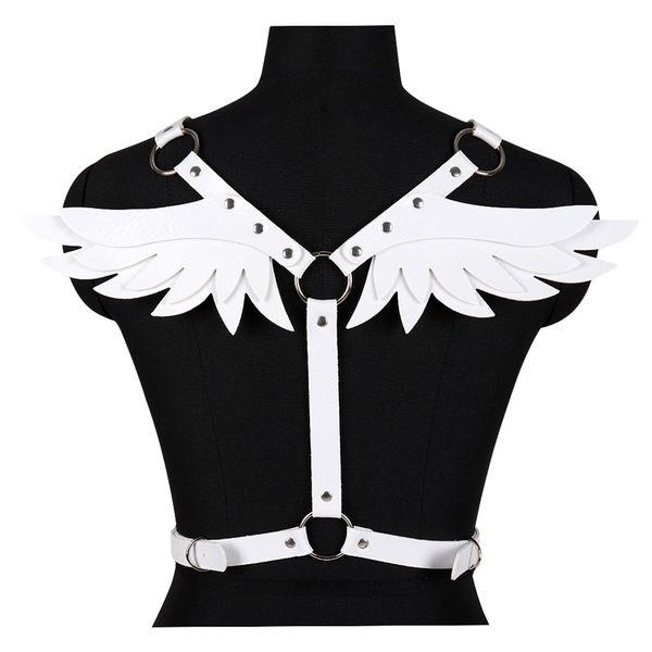 white wings lingerie leather crop strap caged metal rivet punk goth dance costume cosplay women body cage harness bra, Black;white
white wings lingerie leather crop strap caged metal rivet punk goth dance costume cosplay women body cage harness bra, Black;white