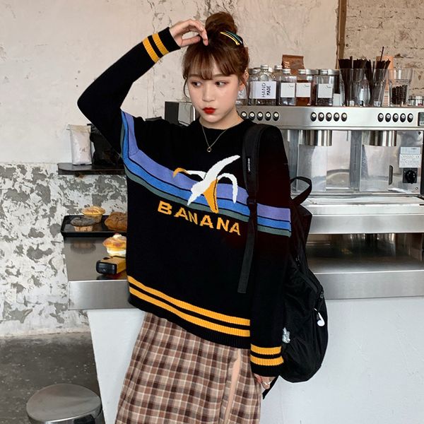 2019 autumn and winter korean style cartoon knitted warm sweaters womens sweaters and pullovers womens (c9326, White;black
2019 autumn and winter korean style cartoon knitted warm sweaters womens sweaters and pullovers womens (c9326, White;black