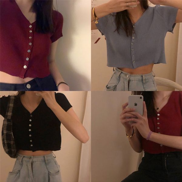 navel short-breasted knitwear short-sleeved t-shirt women's ins fashionable summer clothes solid color all-match slim and shorts t-shir, White
navel short-breasted knitwear short-sleeved t-shirt women's ins fashionable summer clothes solid color all-match slim and shorts t-shir, White