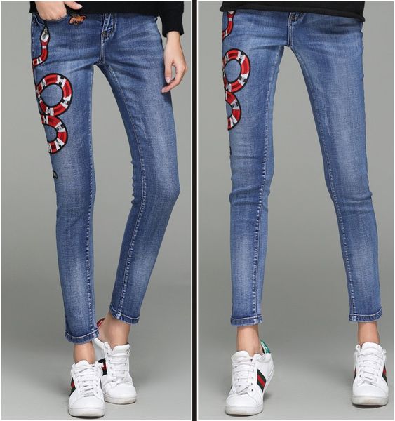 womens designer jeans pants luxury jeans pants famous model elegant fashionable snake floral embroidery new arrived trousers high quality, Blue
womens designer jeans pants luxury jeans pants famous model elegant fashionable snake floral embroidery new arrived trousers high quality, Blue