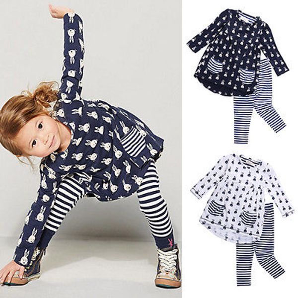 new kids baby girls cartoon printed shirt dress stripe leggings pant 2pcs set casual cute clothes outfits, White
new kids baby girls cartoon printed shirt dress stripe leggings pant 2pcs set casual cute clothes outfits, White