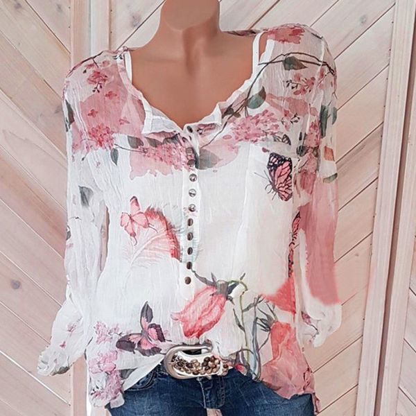 women blouse women womens and blouses sizes s 5xl floral printed button chiffon irregular hem blouse a10 au21, White
women blouse women womens and blouses sizes s 5xl floral printed button chiffon irregular hem blouse a10 au21, White