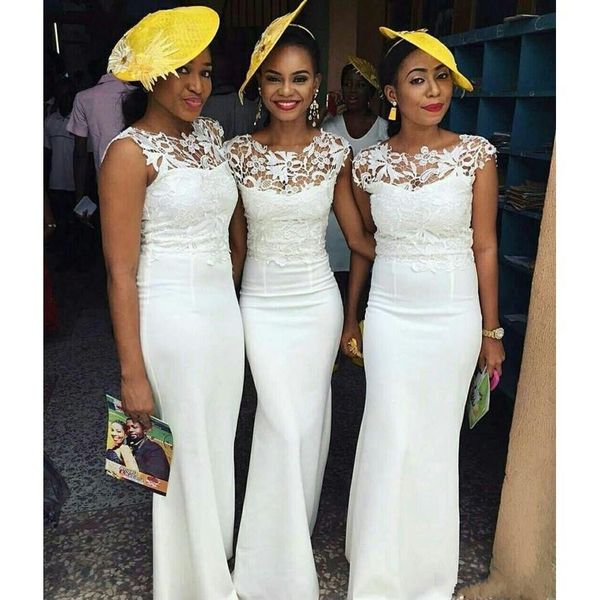 2019 new white african mermaid bridesmaids dresses jewel neck illusion sleeveless lace black girl plus size maid of honor gowns, White;pink
2019 new white african mermaid bridesmaids dresses jewel neck illusion sleeveless lace black girl plus size maid of honor gowns, White;pink