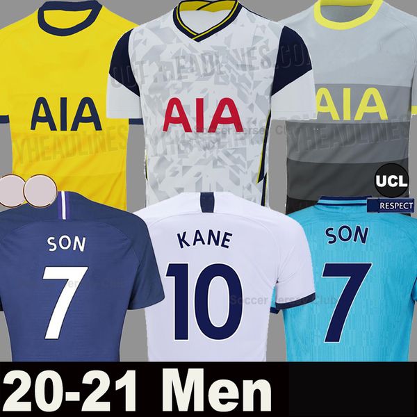 thai quality 20 21 tottenham kane son soccer jerseys lucas dele eriksen ndombele 2020 2021 goalkeeper spurs third football shirt men, Black