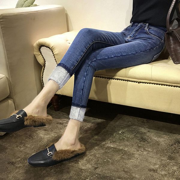 retro jeans female autumn with velvet new korean fashion high waist slim tight pencil pants 2019 winter casual wild pants, Blue
retro jeans female autumn with velvet new korean fashion high waist slim tight pencil pants 2019 winter casual wild pants, Blue