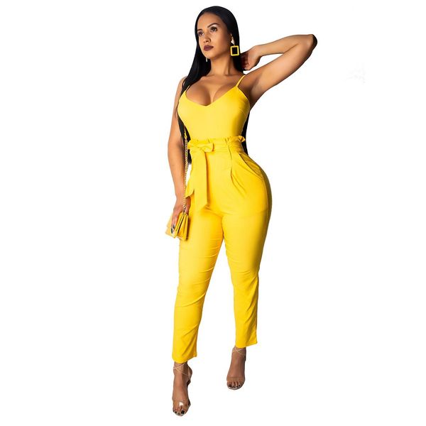 q221 european and american women's explosion models lace waist solid color sling jumpsuit (with belt) 8666, Black;white
q221 european and american women's explosion models lace waist solid color sling jumpsuit (with belt) 8666, Black;white