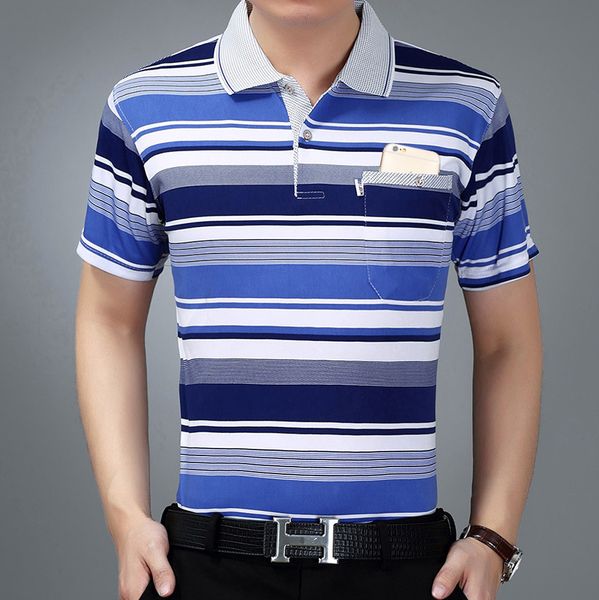 men contrast color stripes t-shirt summer thin section daddy clothes comfortable casual polo shirt, White;black
men contrast color stripes t-shirt summer thin section daddy clothes comfortable casual polo shirt, White;black