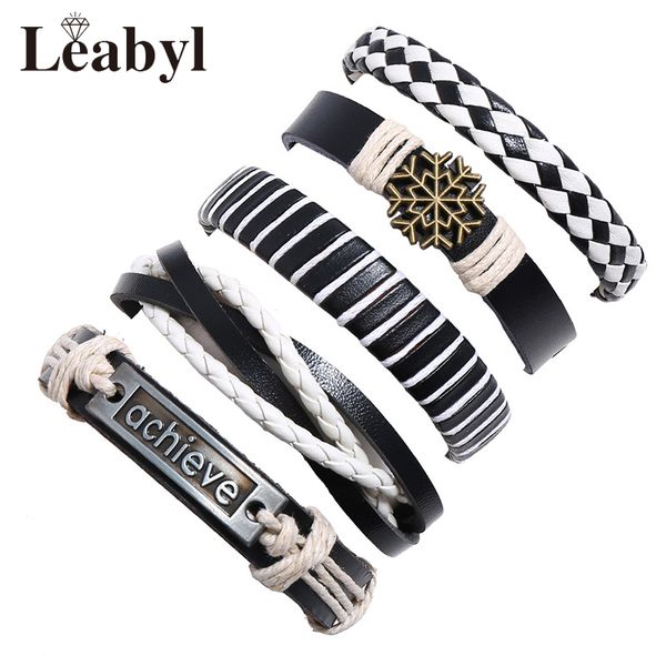 leabyl classic punk series ancient letter snowflake charm vintage bracelet set black white cow leather strap wrap punk bracelet, Golden;silver
leabyl classic punk series ancient letter snowflake charm vintage bracelet set black white cow leather strap wrap punk bracelet, Golden;silver