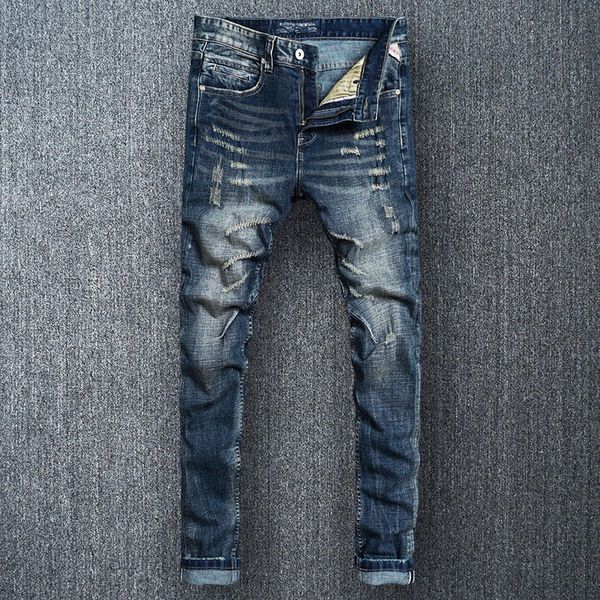 italian style fashion men jeans black blue destroyed slim fit ripped jeans men denim baggy pants vintage designer homme
italian style fashion men jeans black blue destroyed slim fit ripped jeans men denim baggy pants vintage designer homme