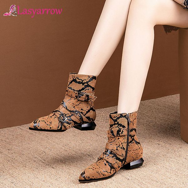 lasyarrow 2020 new arrival autumn winter ankle boots women snake pointed toe buckle low heel casual shoes female short boots, Black
lasyarrow 2020 new arrival autumn winter ankle boots women snake pointed toe buckle low heel casual shoes female short boots, Black
