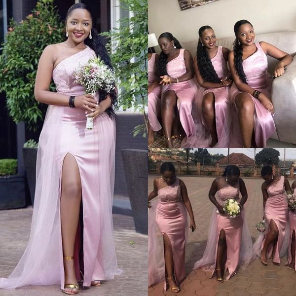 2021 pink african bridesmaid dresses with detachable train side split one shoulder maid of honor gowns plus size wedding guest dress al4565, White;pink
2021 pink african bridesmaid dresses with detachable train side split one shoulder maid of honor gowns plus size wedding guest dress al4565, White;pink
