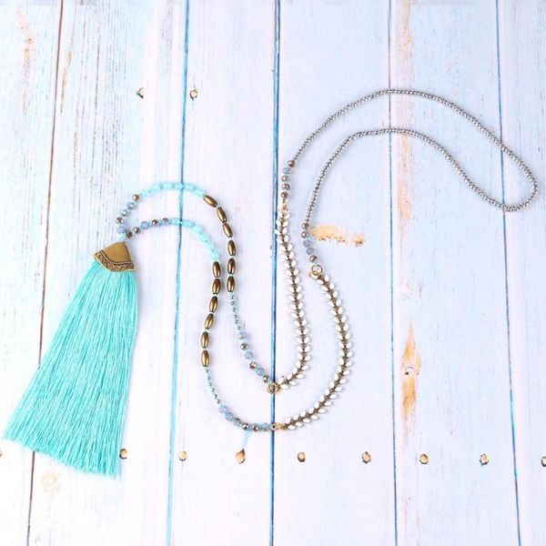 kelitch женщины boho лето ожерелья ручной charm кисточкой хрустальные бусины ожерелья chian femme себе, Silver 
kelitch женщины boho лето ожерелья ручной charm кисточкой хрустальные бусины ожерелья chian femme себе, Silver