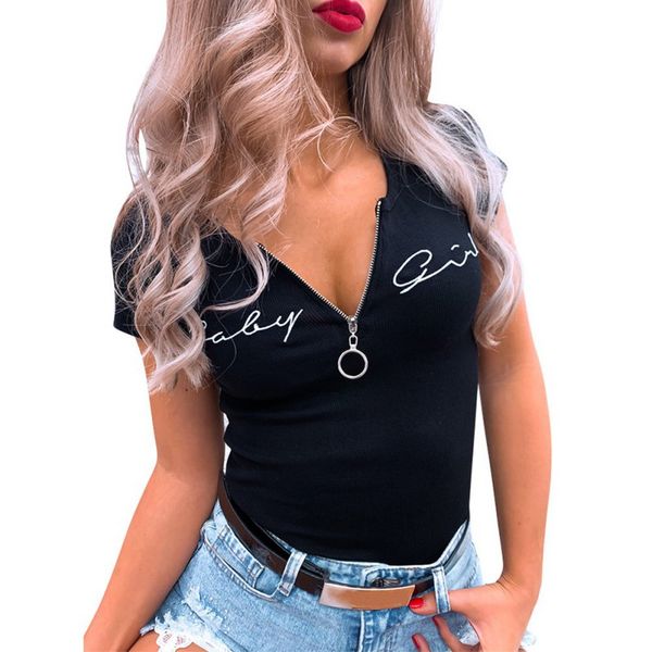 women's summer wild hooded zipper v-neck slim type english embroidery women's shirt casual t-shirt, White
women's summer wild hooded zipper v-neck slim type english embroidery women's shirt casual t-shirt, White