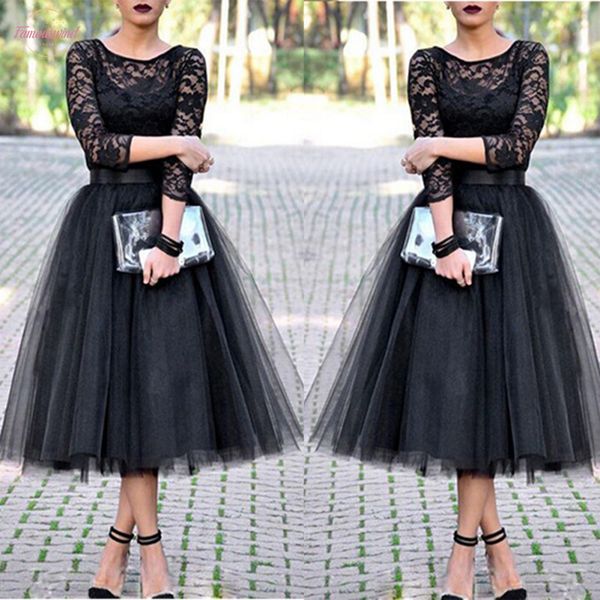 women lace patchwork ball gown dresses tulle tutu mid calf dresses elegant party o neck high waist vestidos summer dress, Black;gray
women lace patchwork ball gown dresses tulle tutu mid calf dresses elegant party o neck high waist vestidos summer dress, Black;gray