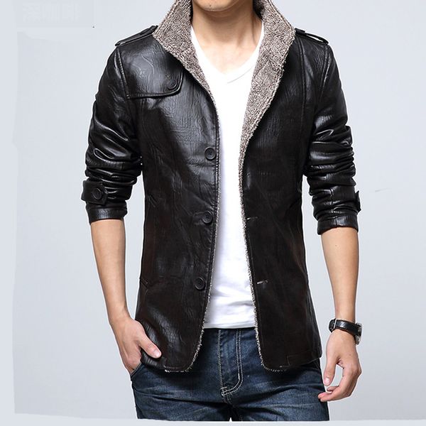 winter men's pu leather fashion casual comfortable jacket men's warm pure color plus velvet stand collar leather jacket, Black
winter men's pu leather fashion casual comfortable jacket men's warm pure color plus velvet stand collar leather jacket, Black