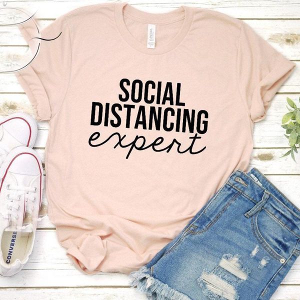 women's t-shirt social distancing expert summer women clothes introvert self quarantine shirts cotton causal grunge tees drop, White
women's t-shirt social distancing expert summer women clothes introvert self quarantine shirts cotton causal grunge tees drop, White