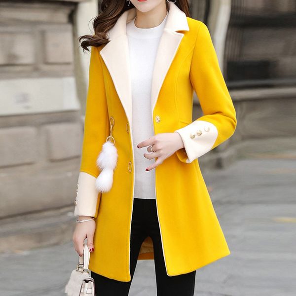 women work patchwork vintage winter office long sleeve button woolen jacket coat blend woolen warm outerwear nice clothing, Black
women work patchwork vintage winter office long sleeve button woolen jacket coat blend woolen warm outerwear nice clothing, Black