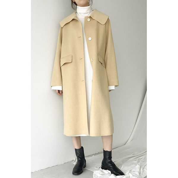 women's wool & blends fashion wide-waisted blend ladies coat turn-down collar jacket solid single breasted korean womens, Black
women's wool & blends fashion wide-waisted blend ladies coat turn-down collar jacket solid single breasted korean womens, Black