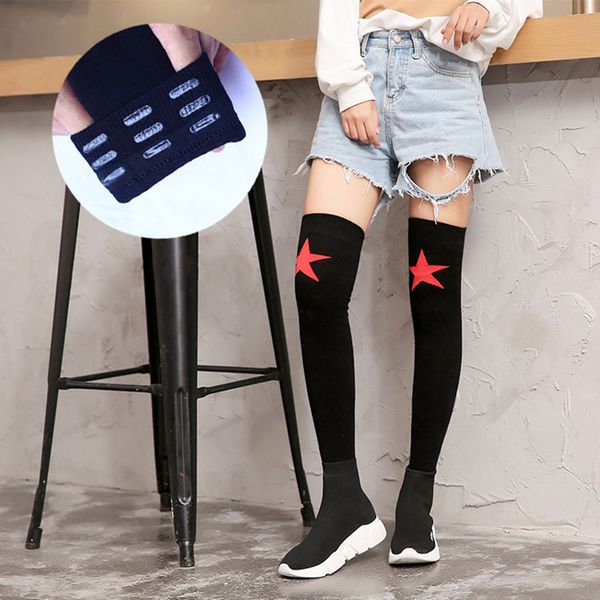 

cotton stockings fit teenage girls autumn wear harajuku long socks star pattern female outdoor workout sportswear thigh stocking, Black