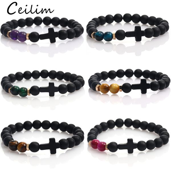 new fashion men's natural stone cross charm bracelets black matte stone beaded bracelets handmade women men healing balance prayer brac
new fashion men's natural stone cross charm bracelets black matte stone beaded bracelets handmade women men healing balance prayer brac