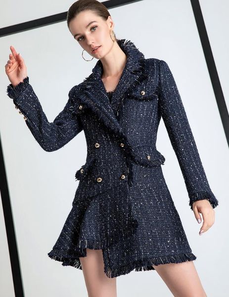 ladies european hurburn style vintage tassel wool and blends turn down neck blue trench jackets, Black
ladies european hurburn style vintage tassel wool and blends turn down neck blue trench jackets, Black