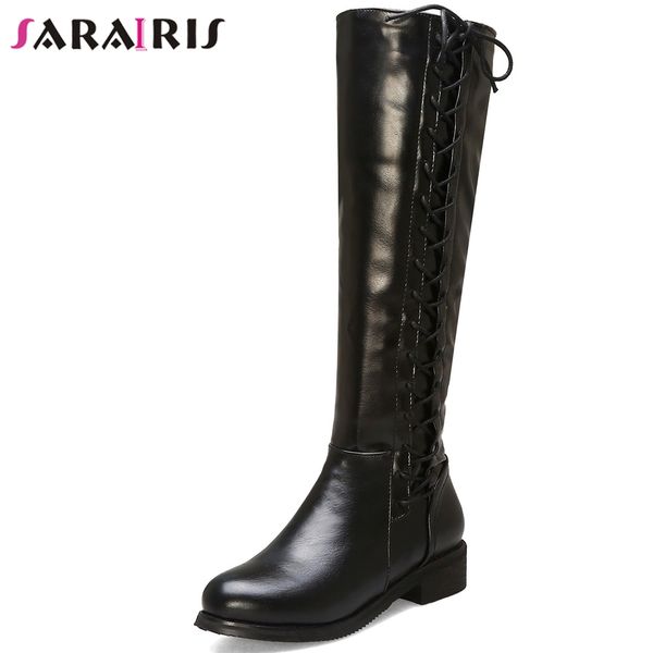 sarairis new plus size 32-48 quality knee high knight boots women 2019 autumn lace-up med chunky heels shoes woman, Black
sarairis new plus size 32-48 quality knee high knight boots women 2019 autumn lace-up med chunky heels shoes woman, Black