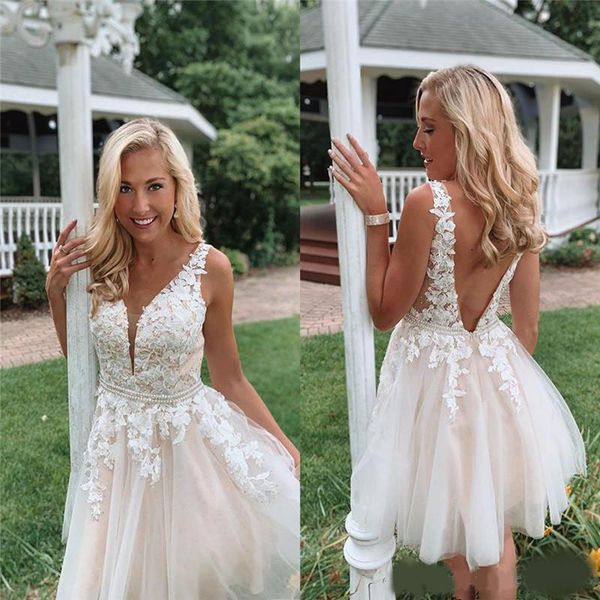 v backless homecoming dresses lace applique deep v neck maid of honor party gowns a line tulle graduation dress, Blue;pink
v backless homecoming dresses lace applique deep v neck maid of honor party gowns a line tulle graduation dress, Blue;pink