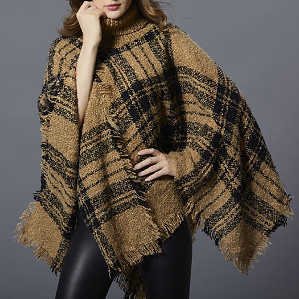 women's cape sagace women loose poncho 2021 autumn winter knitted bat sleeves sweater triangle tassel pullover coat turtleneck, Black
women's cape sagace women loose poncho 2021 autumn winter knitted bat sleeves sweater triangle tassel pullover coat turtleneck, Black