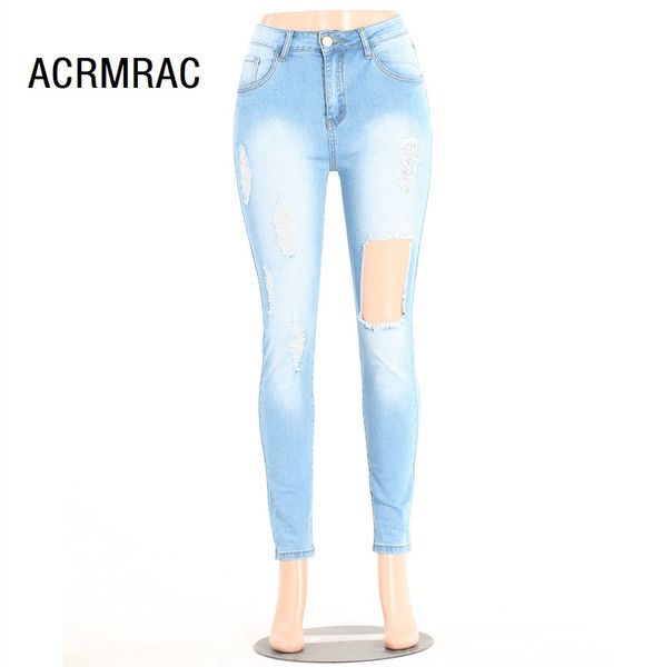 women jeans slim mid waist summer hole pencil pants skinny jeans woman 120, Blue
women jeans slim mid waist summer hole pencil pants skinny jeans woman 120, Blue