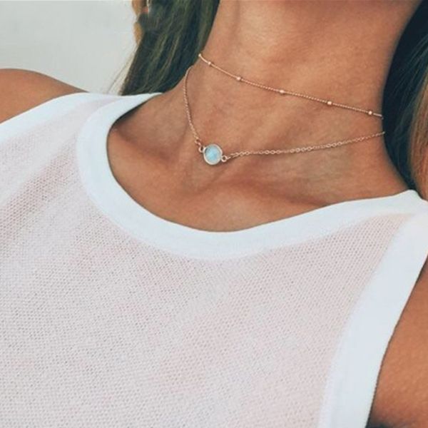 korean simple necklace imitation gem double section ladies chain clavicle short jewelry statement and pendant, Golden;silver
korean simple necklace imitation gem double section ladies chain clavicle short jewelry statement and pendant, Golden;silver