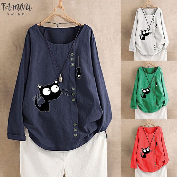 2020 tshirt women casual plus size print cat long sleeve button tunic t shirt poleras harajuku camiseta women t shirt, White
2020 tshirt women casual plus size print cat long sleeve button tunic t shirt poleras harajuku camiseta women t shirt, White