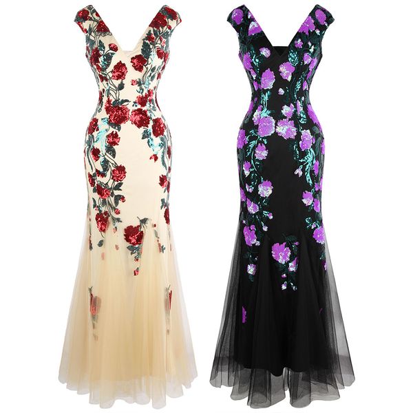 angel-fashions women's v neck rose pattern sequin splicing tulle maxi mermaid prom dress elegant evening party gown red 452, Black
angel-fashions women's v neck rose pattern sequin splicing tulle maxi mermaid prom dress elegant evening party gown red 452, Black
