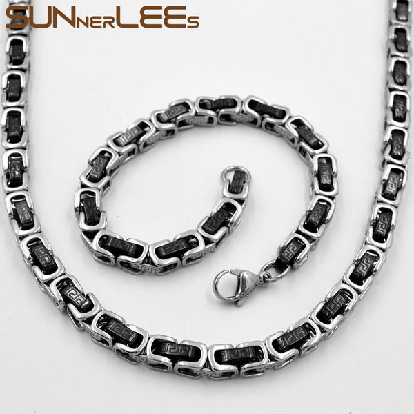 sunnerlees fashion jewelry stainless steel necklace bracelet set 7mm byzantine link chain silver gold black men women sc141 s
sunnerlees fashion jewelry stainless steel necklace bracelet set 7mm byzantine link chain silver gold black men women sc141 s